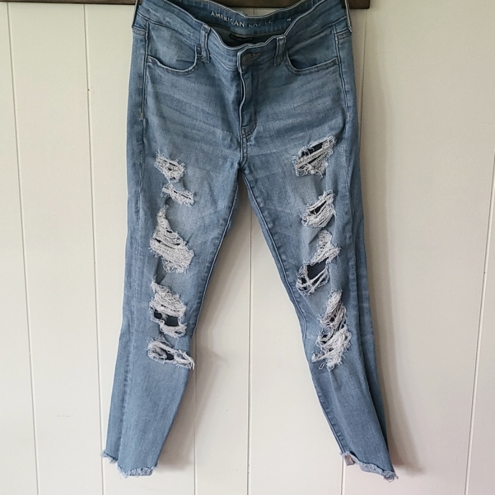 AE Distressed jegging crop jeans